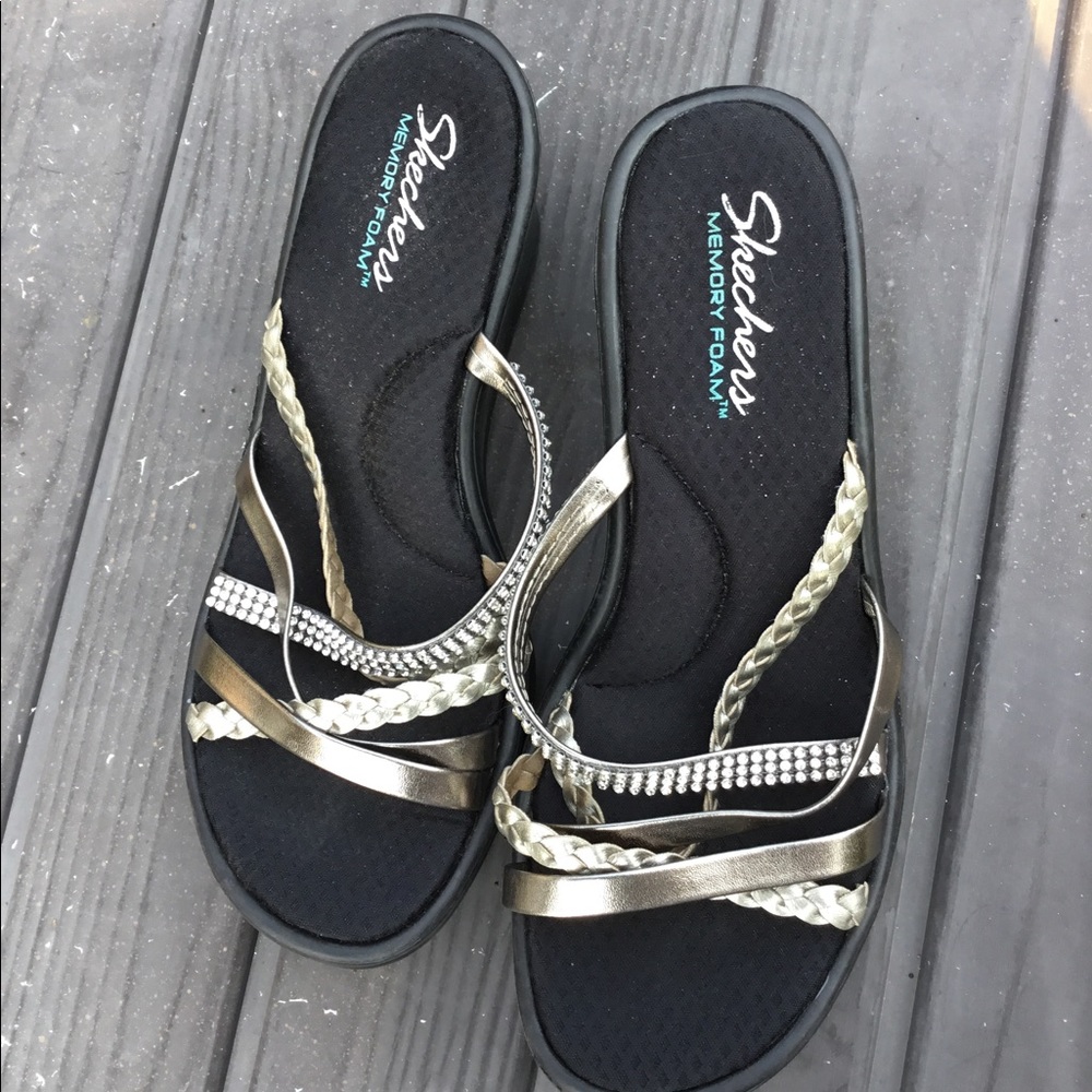 Skechers Multistrap Memory Foam Wedges Women sz 8